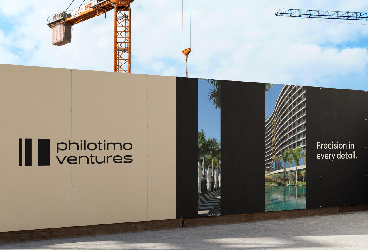 Philotimo Ventures — Architectural signage brand mockup